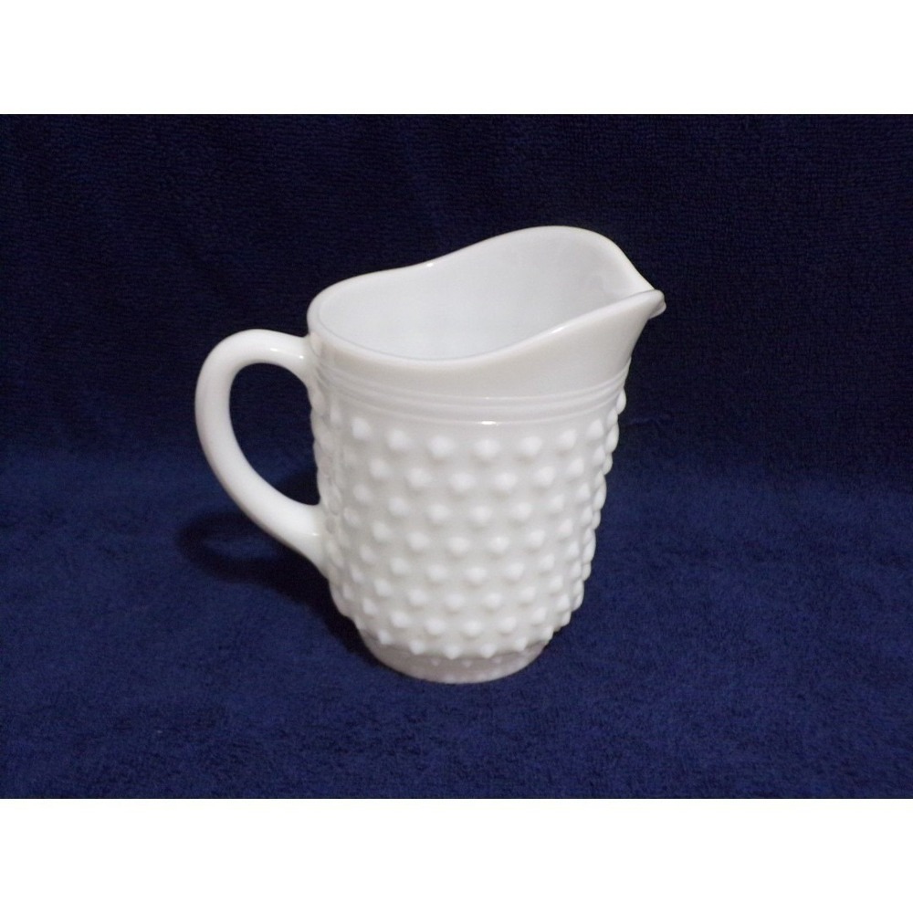 Vintage Fenton Hobnail Creamer Syrup White Milk Glass w/Handle 6oz.